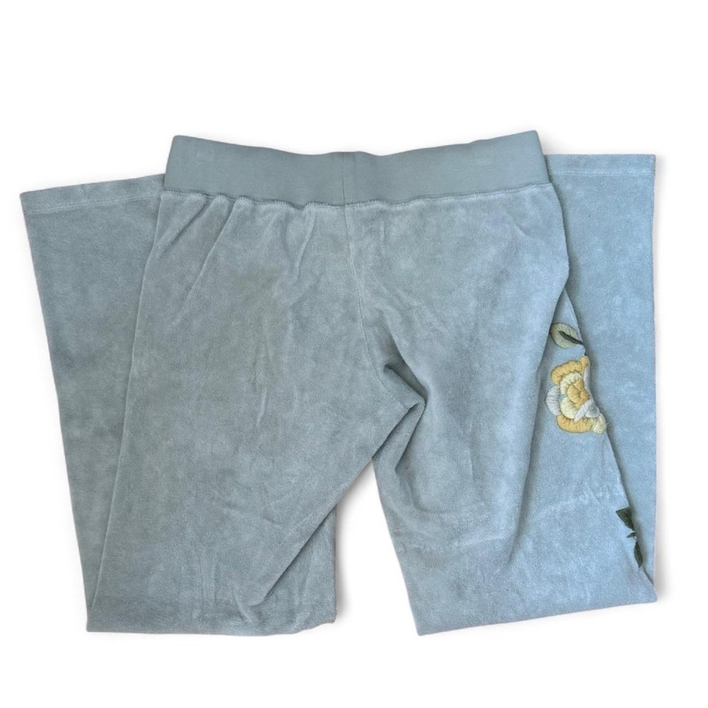 Vintage Juicy Couture Velour Tracksuit Embroidered Floral Motif Sage Green - Picture 4 of 8